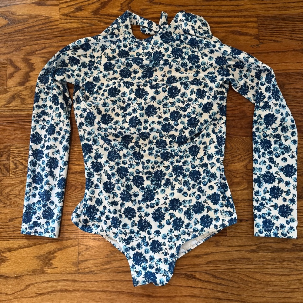 Albion Blue Floral Long Sleeve One Piece Swimsuit